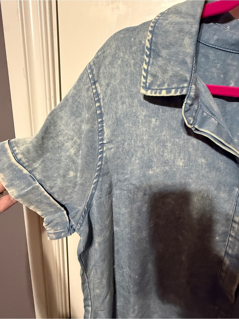 Zenana Dusty Blue Tencel Romper - Picture 3 of 6